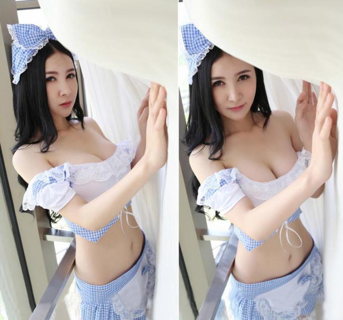 Biancheria calda di Transparent Tuspenders Sexy della domestica di cosplay di vendita Fioyia014