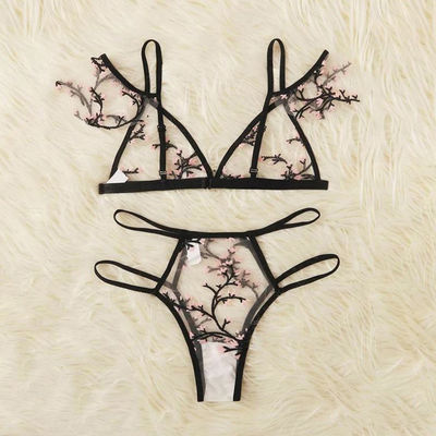 Pizzo trasparente sexy antibatterico respirabile Bralette del fiore della poliammide del pizzo 82