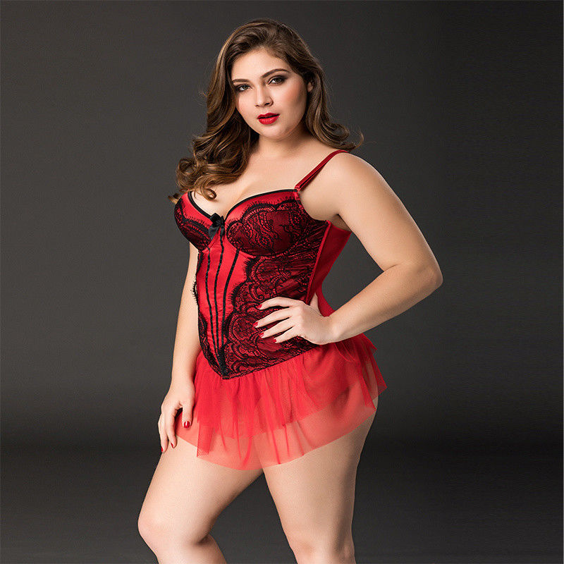 Senza maniche floreale del pizzo biancheria intima sexy rossa principale della biancheria intima 85kg XXXL della grande
