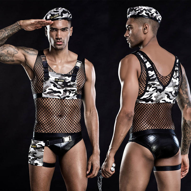 Uniforme militare militare erotica di cosplay della biancheria sexy degli euro uomini liberi di dimensione