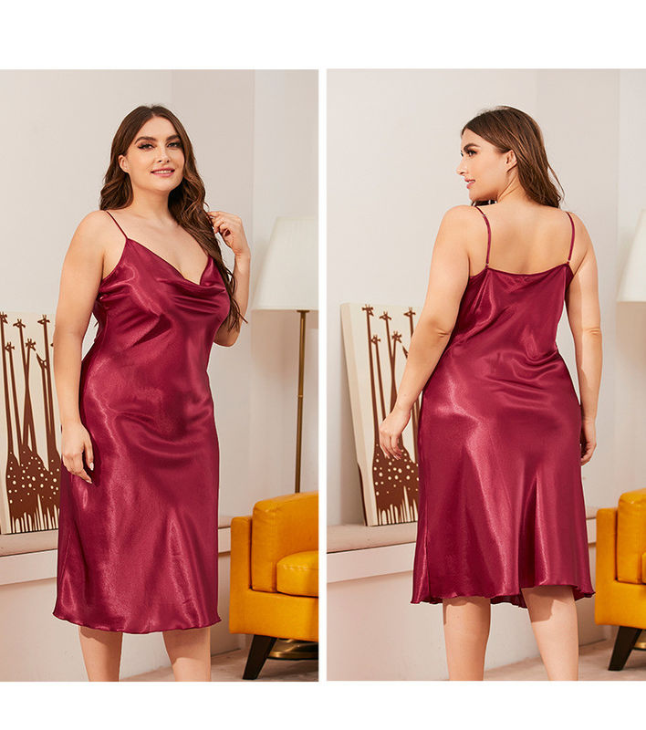 Il raso ha tricottato il vestito senza maniche di nylon da notte dei pigiami di seta sexy degli indumenti da notte