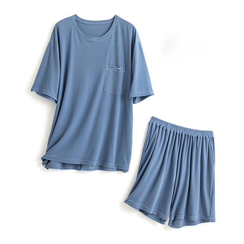 Gli indumenti da notte degli uomini di seta di XXL hanno tricottato l'estate blu di pigiama del vestito di notte del petto di 114cm