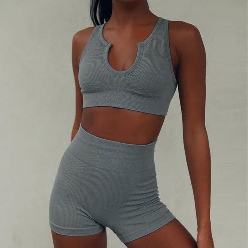 Reggiseno superiore Elastane di sport della tazza del raccolto lungo pieno della manica 2 pc/insieme