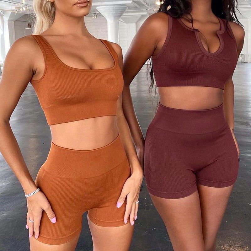 Reggiseno superiore Elastane di sport della tazza del raccolto lungo pieno della manica 2 pc/insieme