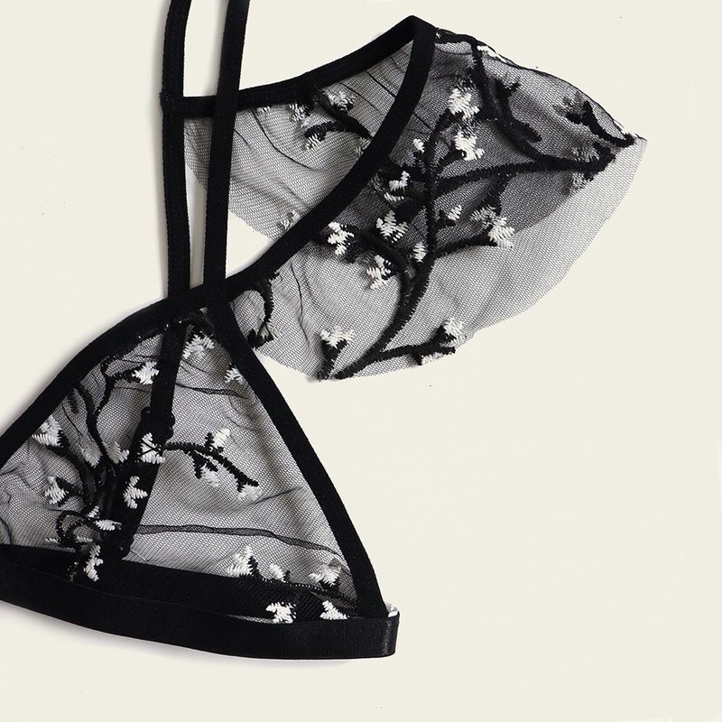 Pizzo trasparente sexy antibatterico respirabile Bralette del fiore della poliammide del pizzo 82